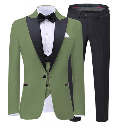 Costum pentru bărbați la modă nouă 2020, 3 piese, șal, rever, smoking, pentru nuntă, petrecere (Blazer+vestă+pantaloni)
