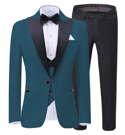 Costum pentru bărbați la modă nouă 2020, 3 piese, șal, rever, smoking, pentru nuntă, petrecere (Blazer+vestă+pantaloni)