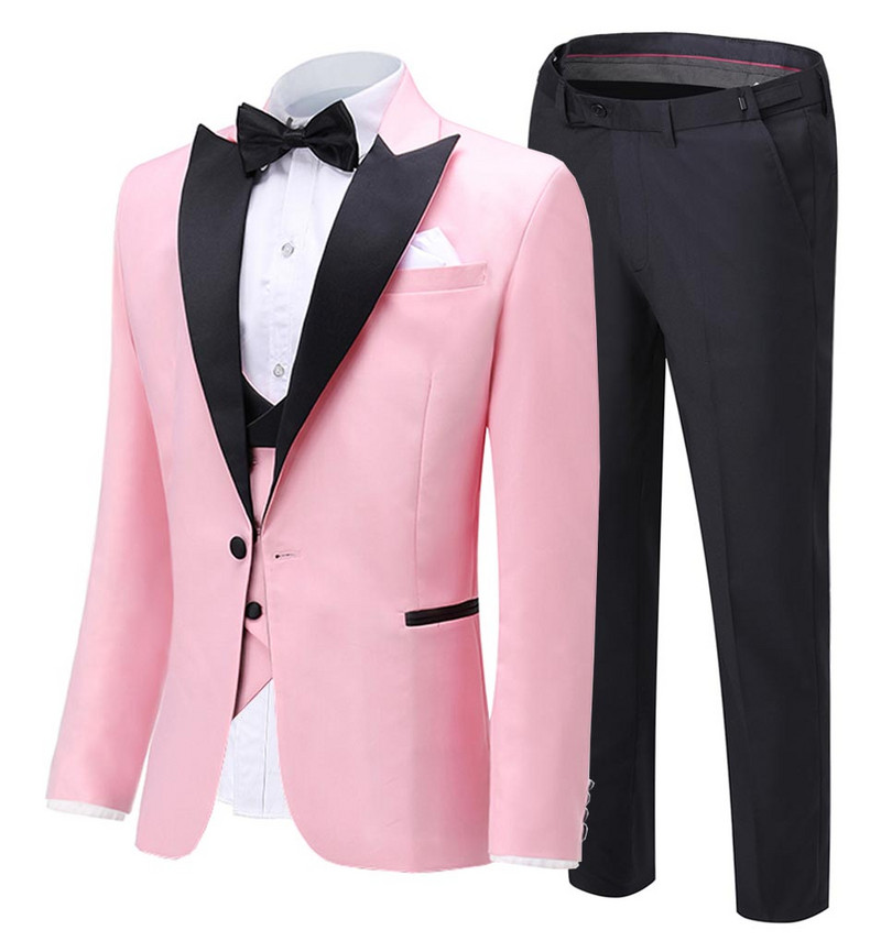 Costum pentru bărbați la modă nouă 2020, 3 piese, șal, rever, smoking, pentru nuntă, petrecere (Blazer+vestă+pantaloni)