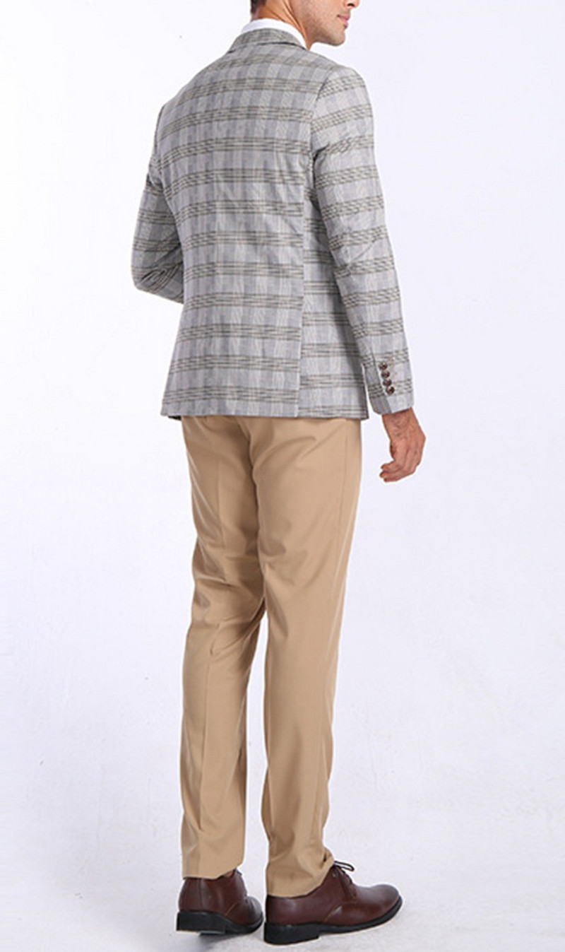 2022, la modă, pentru bărbați, 3 bucăți, în carouri, costum formal de afaceri cu rever, smoking în stil britanic pentru nuntă (Blazer + vestă + pantaloni)