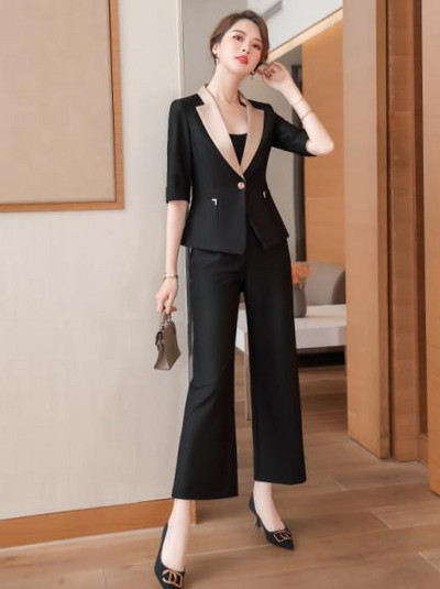 Naviu 2022 Costume roz pentru femei Noua modă de vară Temperament Business Formal Blazer subțire și fustă Îmbrăcăminte de birou pentru doamne