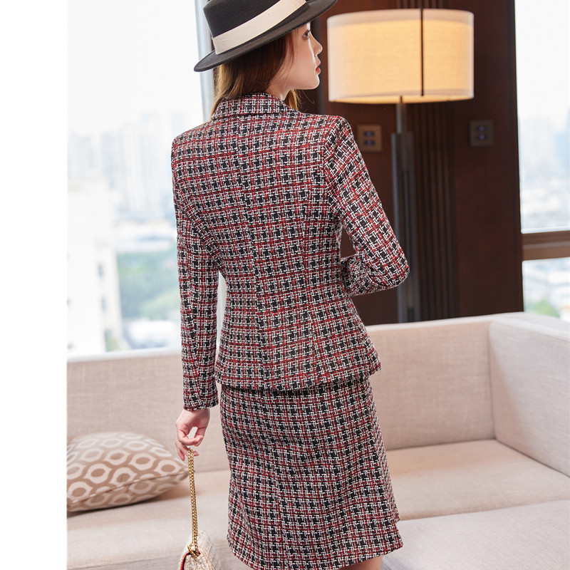 Costume groase de iarnă pentru femei, temperament la modă, pentru afaceri, blazer subțire și fustă, set de două piese de birou pentru damă, îmbrăcăminte de lucru