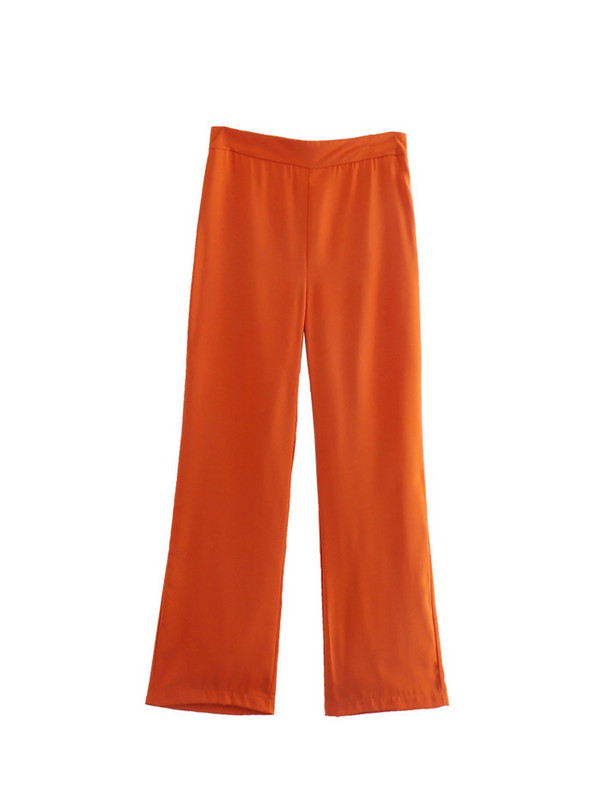 KJMYYX 2022 tavaszi divat női elegáns narancssárga hosszú öltöny, 2 részes szett, egygombos dzseki, női alkalmi irodai blézer + egyenes nadrág