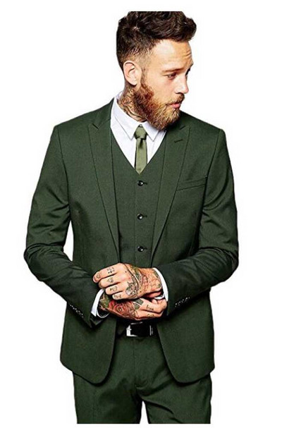 Faszénszürke férfi öltöny, csúcsos hajtóka 3 részes, 1 gombos vőlegény szmoking esküvői férfi öltöny szett egyedi gyártású (kabát+nadrág+mellény)