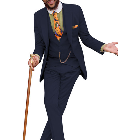 Férfi klasszikus dizájnú öltönyök 3 részes, formális, bevágásos hajtóka, tömör üzleti vőlegény szmoking, masszív esküvőre (blézer+mellény+nadrág)