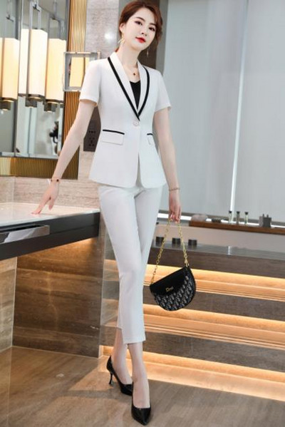 Kiváló minőségű Naviu női öltönyök nyári rövid ujjú üzleti temperamentum formális karcsú blézer és szoknya irodai női munkaruha