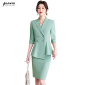 Világoszöld félujjú női öltönyök nyári vékony, csúcskategóriás professzionális temperamentum vékony blézer és szoknya, női munkaruha