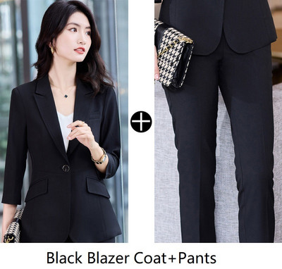 Fél ujjú tavaszi nyár hivatalos női öltönyök OL Stílusok Professzionális irodai munkaruha Balzers Nadrág szett nadrágkosztüm