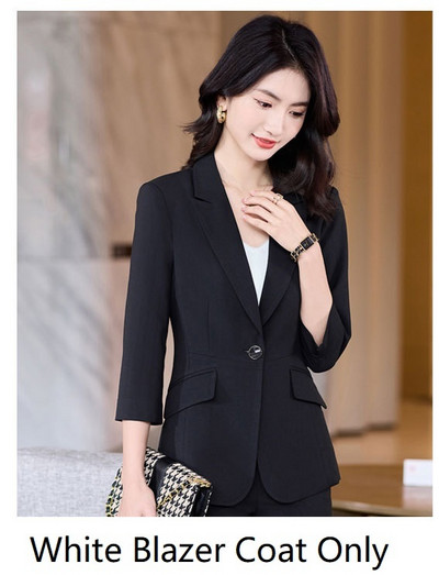 Fél ujjú tavaszi nyár hivatalos női öltönyök OL Stílusok Professzionális irodai munkaruha Balzers Nadrág szett nadrágkosztüm