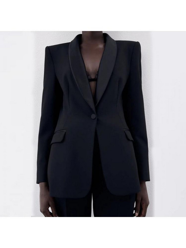 GetSpring női blézer nadrág öltöny szett egygombos fekete női öltöny kabát magas derekú hosszú nadrág kétrészes készletek blézer öltöny 2022