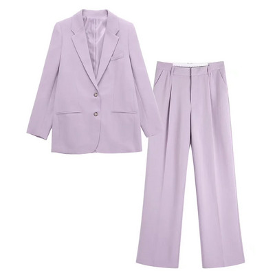 TRAF tavaszi női blézer öltöny 2023 irodai egysoros kabát + egyenes nadrág készletek hosszú ujjú blézer női 2 részes
