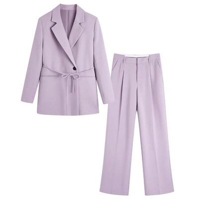 TRAF tavaszi női blézer öltöny 2023 irodai egysoros kabát + egyenes nadrág készletek hosszú ujjú blézer női 2 részes