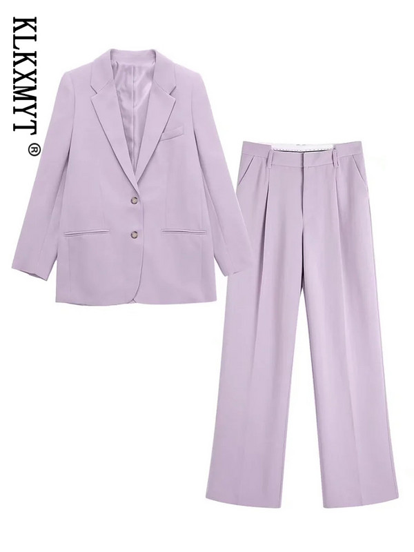 TRAF tavaszi női blézer öltöny 2023 irodai egysoros kabát + egyenes nadrág készletek hosszú ujjú blézer női 2 részes
