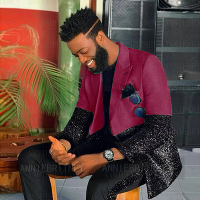 Testre szabott férfi luxus kék esküvői öltöny férfiaknak 2022 fekete flitter egyedi jelmez Homme 2 részes elegáns ruha férfi öltöny