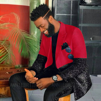 Testre szabott férfi luxus kék esküvői öltöny férfiaknak 2022 fekete flitter egyedi jelmez Homme 2 részes elegáns ruha férfi öltöny