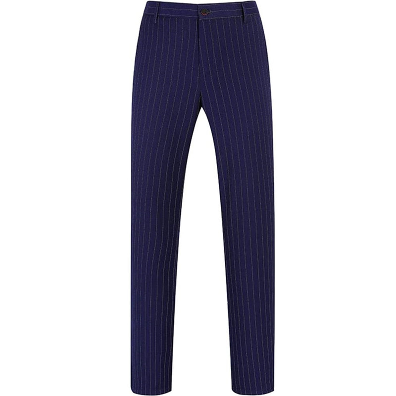 Férfi 3 részes formális öltöny, csíkos, vékonyan illeszkedő, bevágott hajtókás ruha, blézer mellény nadrág szett (Blézer+mellény+nadrág)