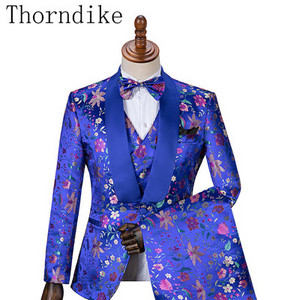 Thorndike Handsome, olcsó fekete jacquard öltönyök vacsora öltönyök egyedi szmoking szmoking formális férfi öltönyökhöz (kabát+mellény+nadrág)