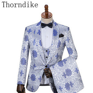 Thorndike Handsome, olcsó fekete jacquard öltönyök vacsora öltönyök egyedi szmoking szmoking formális férfi öltönyökhöz (kabát+mellény+nadrág)