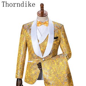 Thorndike Handsome, olcsó fekete jacquard öltönyök vacsora öltönyök egyedi szmoking szmoking formális férfi öltönyökhöz (kabát+mellény+nadrág)