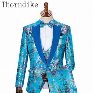 Thorndike Handsome, olcsó fekete jacquard öltönyök vacsora öltönyök egyedi szmoking szmoking formális férfi öltönyökhöz (kabát+mellény+nadrág)