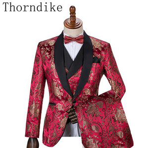 Thorndike Handsome, olcsó fekete jacquard öltönyök vacsora öltönyök egyedi szmoking szmoking formális férfi öltönyökhöz (kabát+mellény+nadrág)