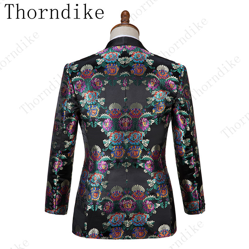 Thorndike Handsome, olcsó fekete jacquard öltönyök vacsora öltönyök egyedi szmoking szmoking formális férfi öltönyökhöz (kabát+mellény+nadrág)