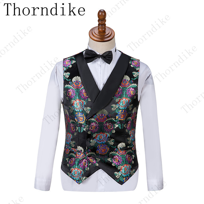 Thorndike Handsome, olcsó fekete jacquard öltönyök vacsora öltönyök egyedi szmoking szmoking formális férfi öltönyökhöz (kabát+mellény+nadrág)