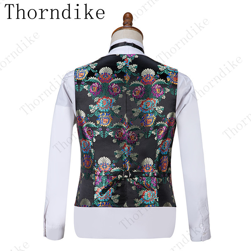 Thorndike Handsome, olcsó fekete jacquard öltönyök vacsora öltönyök egyedi szmoking szmoking formális férfi öltönyökhöz (kabát+mellény+nadrág)