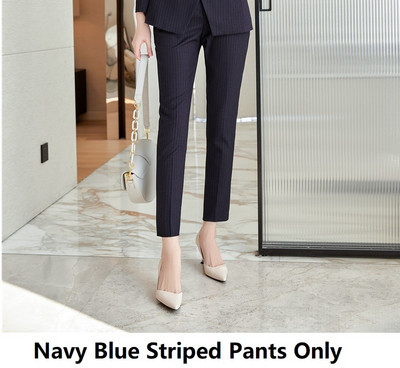 Kiváló minőségű szövet Elegáns csíkos női üzleti öltönyök OL stílusok formális professzionális blézerek munkaruha nadrág szett nadrágkosztüm