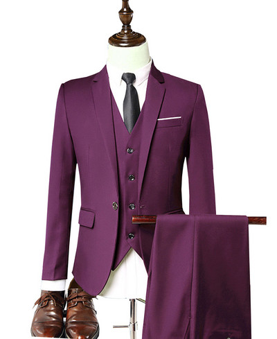 Férfi öltöny egygombos öltöny blézer 3 darab kabát mellény nadrág vőlegény öltönyhöz esküvőre