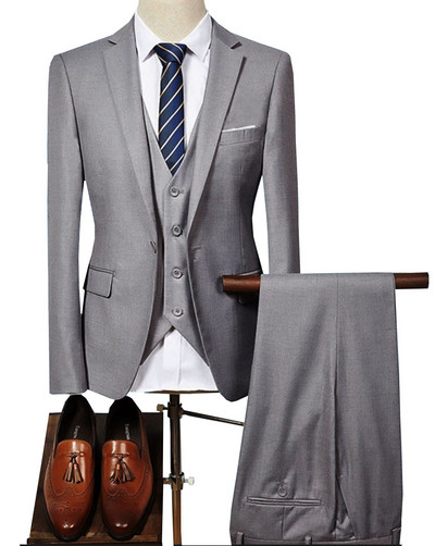 Férfi öltöny egygombos öltöny blézer 3 darab kabát mellény nadrág vőlegény öltönyhöz esküvőre