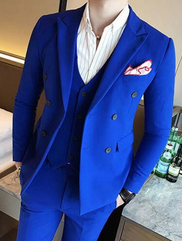 Új 3 részes fehér férfi öltönyök duplasoros blézer öltönyök vőlegény Terno Masculino dohányzó karcsú esküvői öltönyök kabát szmokingok