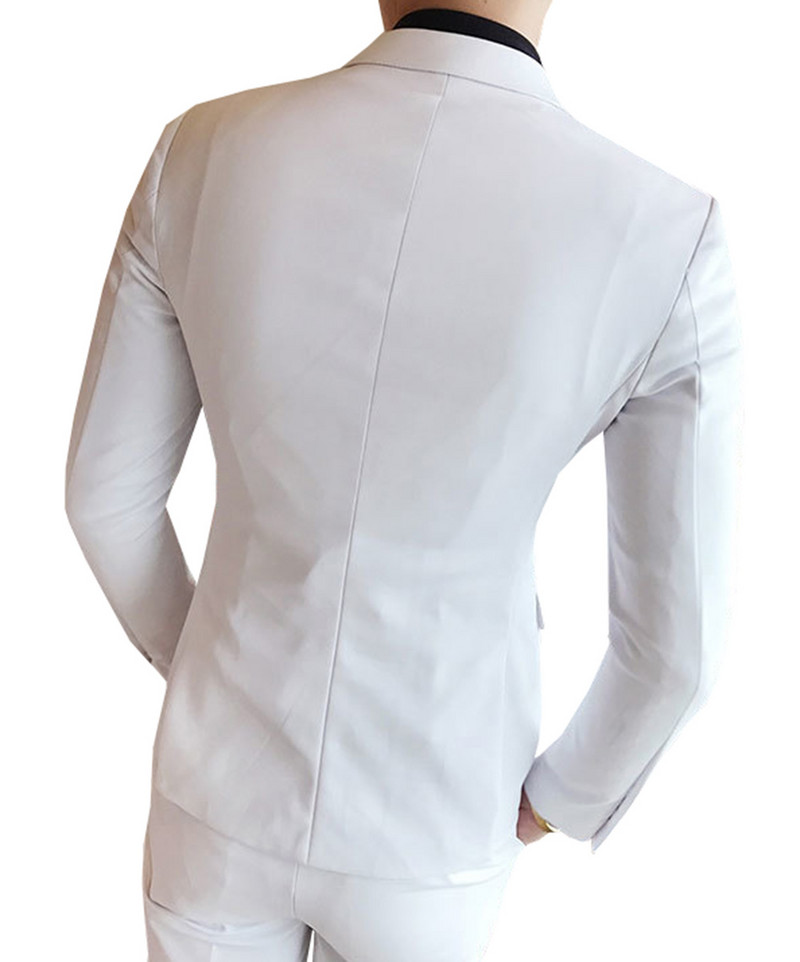 Új 3 részes fehér férfi öltönyök duplasoros blézer öltönyök vőlegény Terno Masculino dohányzó karcsú esküvői öltönyök kabát szmokingok