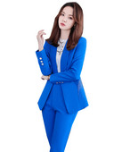 Női hivatalos munkaruha blézer nadrágkosztüm kék fehér fekete 2 részes női tömör kabát kabát és nadrág irodai hölgyeknek