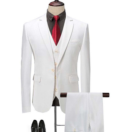 2020-as új, babakék férfi öltöny, 3 részes, bevágásos hajtóka, klasszikus szmoking vőfély esküvőre (blézer+mellény+nadrág)