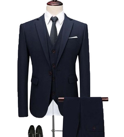 2020-as új, babakék férfi öltöny, 3 részes, bevágásos hajtóka, klasszikus szmoking vőfély esküvőre (blézer+mellény+nadrág)