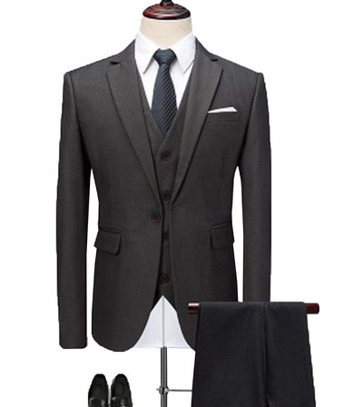 2020-as új, babakék férfi öltöny, 3 részes, bevágásos hajtóka, klasszikus szmoking vőfély esküvőre (blézer+mellény+nadrág)