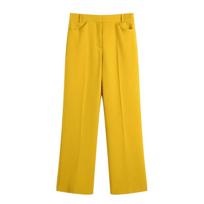 KEYANKETIAN ZA sárga duplasoros blézer női irodai dzseki hosszú ujjú női blézer tavaszi retro dzseki női