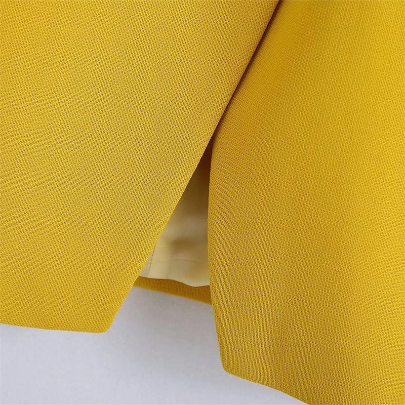 KEYANKETIAN ZA sárga duplasoros blézer női irodai dzseki hosszú ujjú női blézer tavaszi retro dzseki női