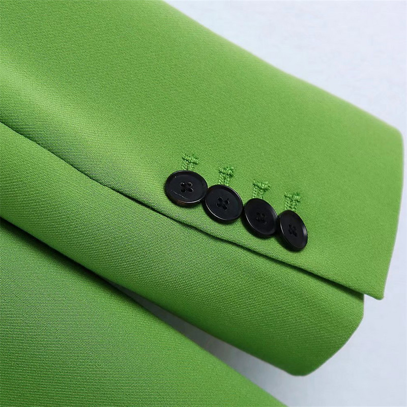 KEYANKETIAN ZA irodai női tisztazöld túlméretezett hosszú öltöny dzseki női duplasoros retro dzseki elegáns női kabát