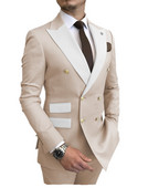 Kétrészes férfi öltöny, kétsoros, hajtókás dzseki, kényelmes üzleti alkalmi öltöny esküvői vőfélynek (blézer + nadrág)