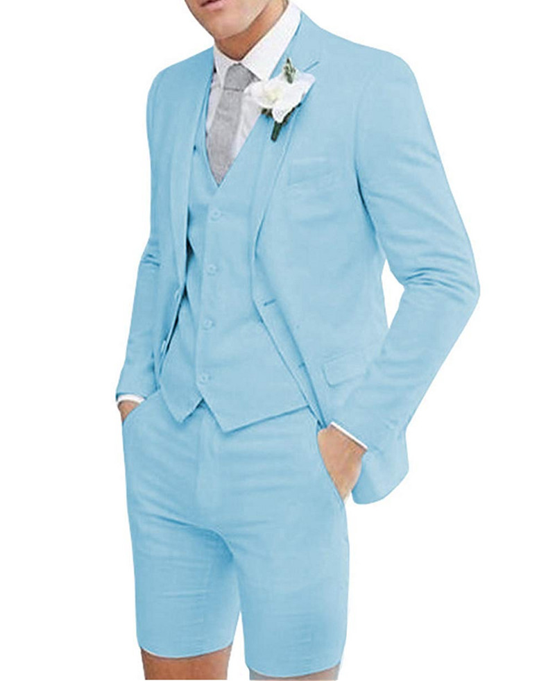 2020-as új férfi alkalmi öltönyök, 3 részes, bevágásos hajtókás báli szmokingok, legjobb férfi rövidnadrág öltöny esküvői ünnepekre