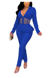 2022-es kétrészes női zöld gyümölcsgalléros öltöny irodai alkalmi kabát és nadrág, tavasz és ősz