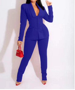 2022-es kétrészes női zöld gyümölcsgalléros öltöny irodai alkalmi kabát és nadrág, tavasz és ősz