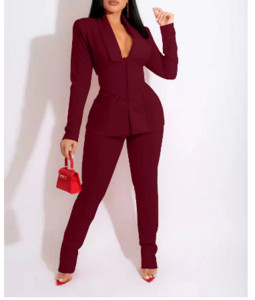 2022-es kétrészes női zöld gyümölcsgalléros öltöny irodai alkalmi kabát és nadrág, tavasz és ősz