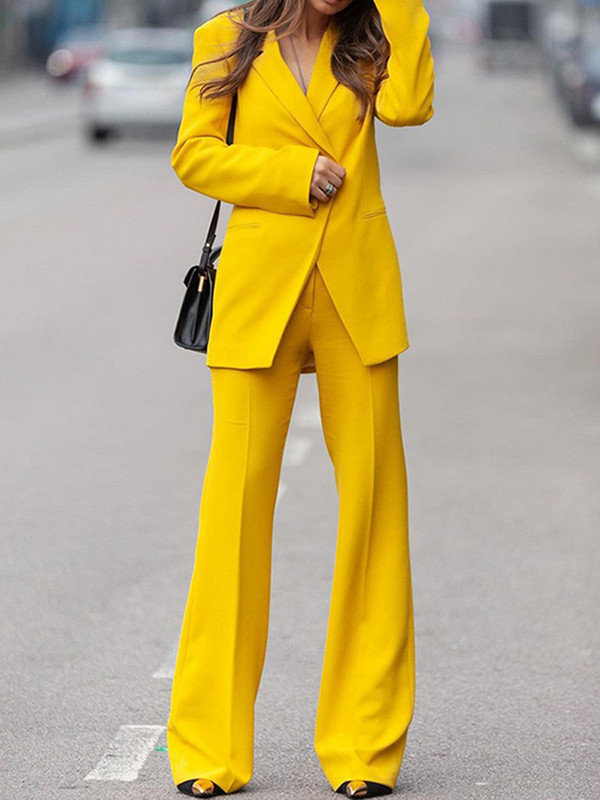 Női blézer öltöny irodai női blézer nadrág kétrészes öltöny tömör felsőruházati kabát Elegáns elegáns gombos kabát dzsekik