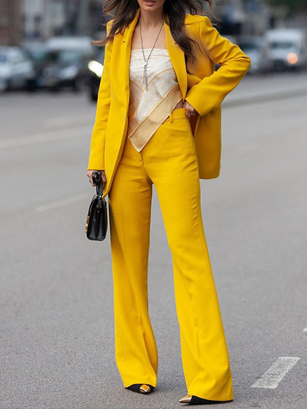 Női blézer öltöny irodai női blézer nadrág kétrészes öltöny tömör felsőruházati kabát Elegáns elegáns gombos kabát dzsekik