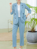 Női tavaszi divat koreai blézer nadrágkosztüm, hosszú ujjú elegáns kabát+ceruzanadrág 2 részes szett női üzleti nadrágkosztüm