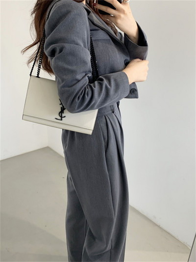 HziriP Chic őszi női kétrészes készletek Formális Hot Office Lady Elegant 2022 Hot OL Magas derekú blézerek Laza, stílusos nadrágok