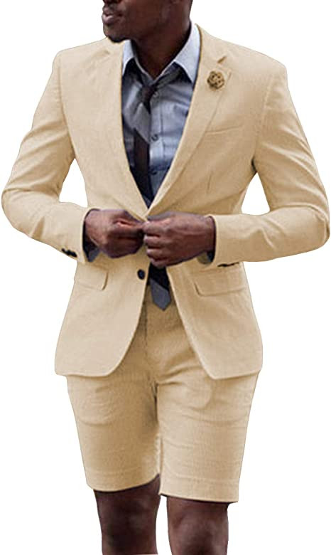 2 részes férfi alkalmi öltöny, egymellű, hajtókás blézer vőfély, rövid nadrággal esküvőre (blézer+nadrág)